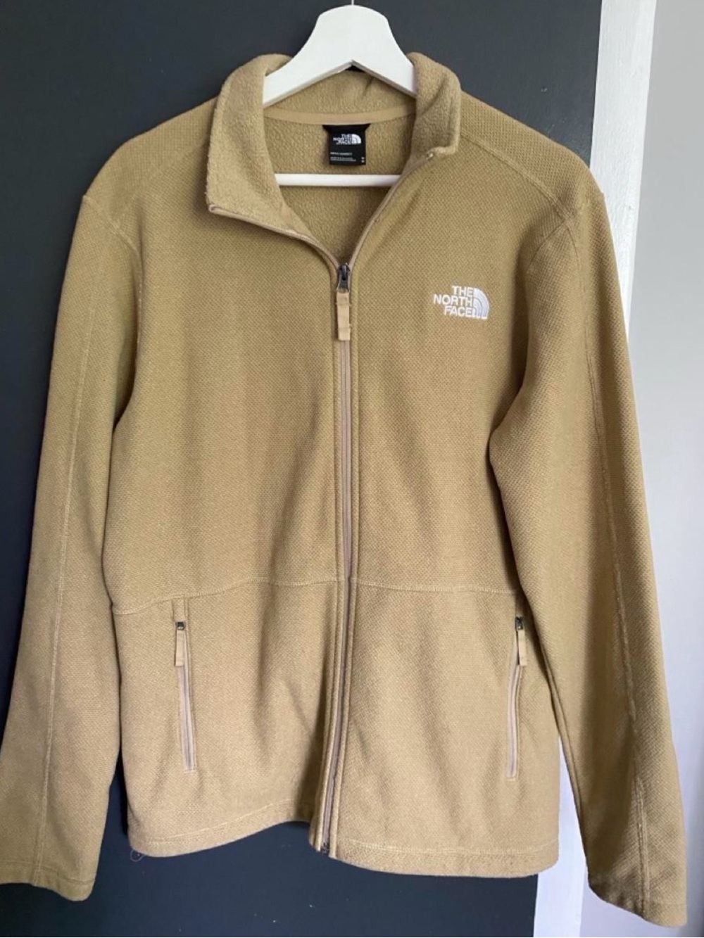 The North Face Men's Tan Full-Zip Fleece Jacket with Logo